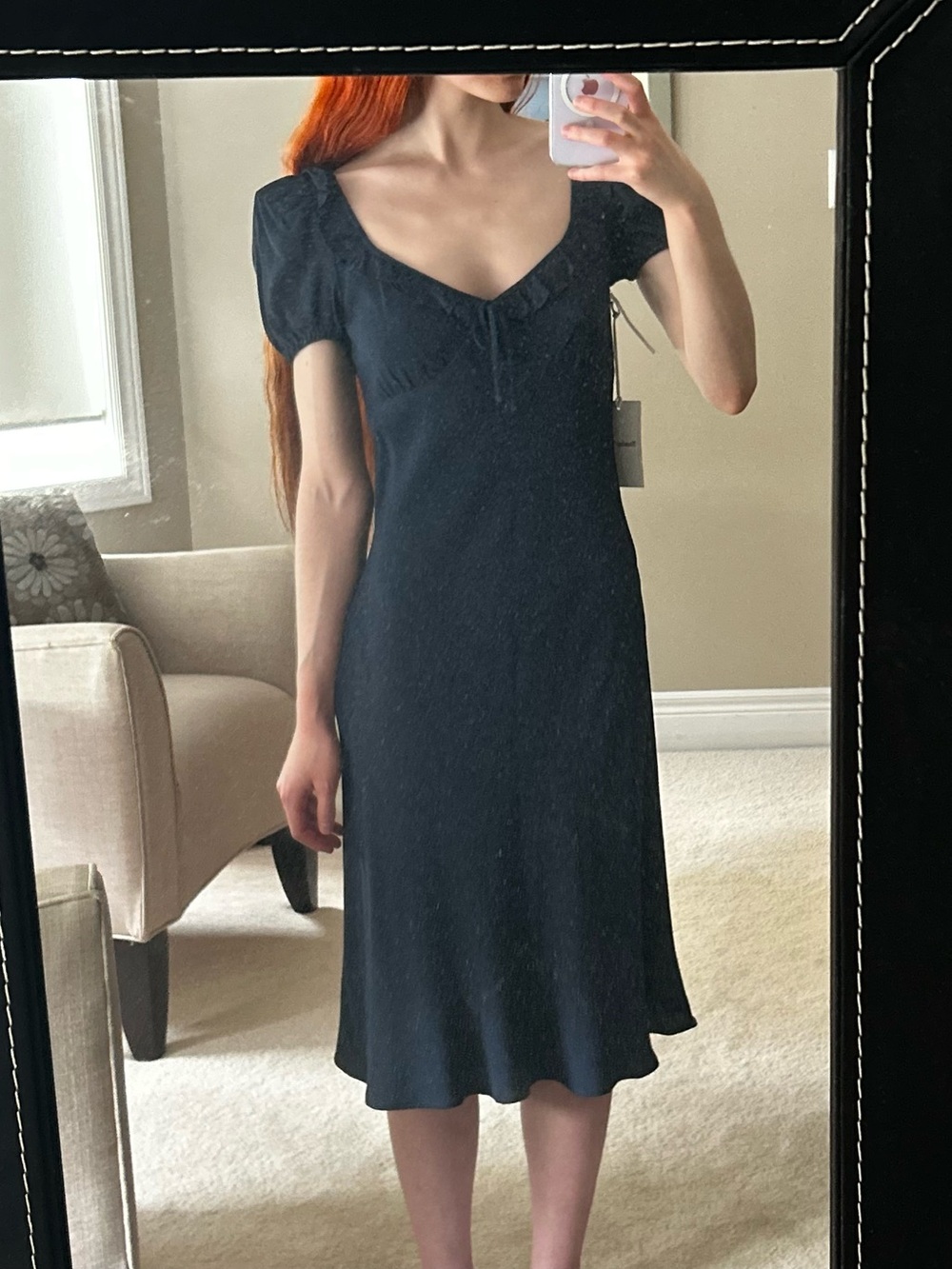 aritzia sunday best navy blue ‘letti’ midi dress